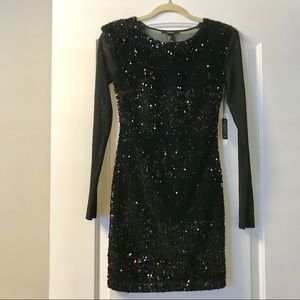 black long sleeve sequin dress